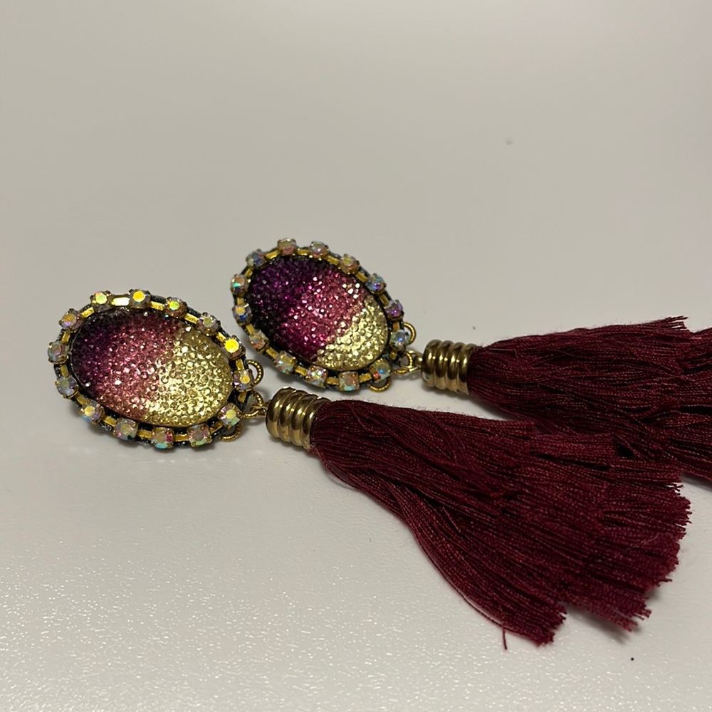 burgundy handmade statement earrings